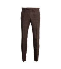 Dark Brown Solid Linen Suit Pants Brown Slim Fit Pants With Welt Pockets, Brown Slim Fit Straight Pants, Classic Slim Fit Brown Pants, Tailored Linen Long Pants, Fitted Linen Tapered Leg Pants, Fitted Linen Straight Pants, Fitted Linen Pants With Flat Front, Fitted Linen Flat Front Pants, Fitted Linen Ankle-length Pants