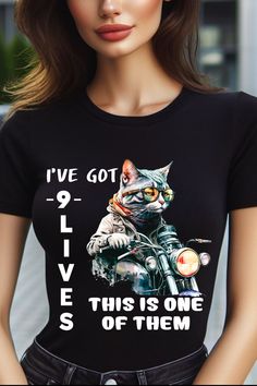 Cat T-shirt I've Got 9 Lives This Is One of Them, Cat, Cat Shirts for Women, Bella Canvas Unisex, Pet Shirt, Retro Cat Shirt Cat Mom T Shirt Cat Shirts For Women, 9 Lives, Night Gallery, Pet Shirts