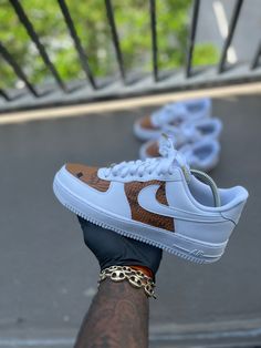 Welcome to Kiauns Customs LLC, your premier destination for personalized footwear that transcends ordinary style. Elevate your shoe game with our exquisite collection of customized sneakers, carefully curated for those who appreciate the extraordinary. Custom Mcm AF1s . This price includes purchasing the sneakers. All Adult sizes are for both Men and Women. All prices are USD. Color Shade of shoe may vary on screen versus in person and under different lighting. All shoes are Made to Order and turnaround for completion is 4-6 weeks per shoe. Why Choose Kiauns Customs LLC:1. Customized Elegance:Indulge in the luxury of bespoke fashion with our custom sneakers. Each pair is a masterpiece, meticulously designed and handcrafted to embody your unique style. Our customization options allow you to Customizable Leather Sneakers, Custom Leather Sneakers, Customizable Leather Lace-up Sneakers, Customizable Leather Low-top Sneakers, Custom Leather Sneakers For Streetwear, Customized Sneakers For Streetwear, Luxury Custom Sneakers With Gum Sole, Customized Sneakers, Custom Nike Air Force