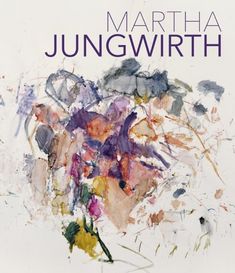 a book cover with an abstract painting on the front and bottom corner, in white