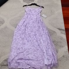 Brand New With Tags From Nordstrom Jump Apparel Formal Dress Glitter Gown With Rose Designs, Color Lilac, Size 3/4, Back With Corset. Lavender Sequin Evening Dress, Purple Lace Prom Dress, Purple Glitter Dress, Glitter Gown, Dress Glitter, Prom Inspo, Colorful Dresses Formal, Purple Prom Dress, Glitter Dress