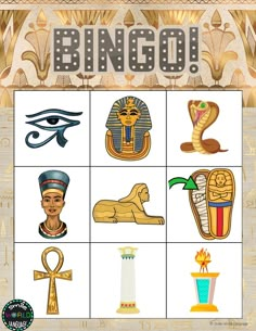 Bingo cards to learn vocabulary about ancient Egypt, in Spanish and English Ancient Egypt Unit, Elementary History, Plagues Of Egypt, Smile World