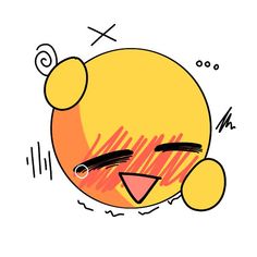 a drawing of an orange with eyes closed