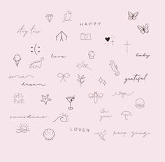 the words and symbols are drawn in black ink on a light pink background with white writing