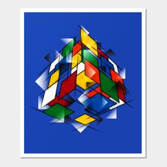 a book cover with an image of colorful cubes in the middle and blue background