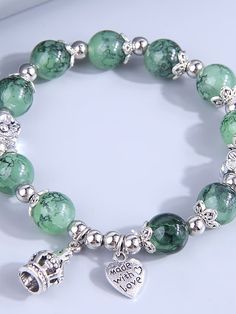 Women's Charm Bracelet Bead Bracelet Beaded Heart Simple Resin Bracelet Jewelry Green For Daily 2023 - US $15.99 Heart Simple, Cheap Bracelets, Beaded Heart, Resin Bracelet, Bracelet Bead, Daily Jewelry, White Necklace, Bracelet Beaded, Bead Charm Bracelet