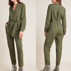 Nwt Preston Utility Jumpsuit From Anthropologie In A Size 6. This Jumpsuit Has A Button Front, Tie Detail At The Waist And Pockets. Retailed At $160. No Stains Or Flaws! A Utility Jumpsuit Is The Perfect Blend Of Form And Function - It Combines All The Comforts Of Your Favorite Casual Wear With A Flattering, Ultra-Modern Fit. Lyocell Removable Belt Front Patch And Side Slant Pockets Button Front Machine Wash 386 Casual Jumpsuits And Rompers With Buttons For Work, Green Long Sleeve Pantsuit With Pockets, Casual Button-up Jumpsuits And Rompers With Button Cuffs, Belted Long Sleeve Jumpsuits And Rompers For Work, Casual Long Sleeve Belted Jumpsuits And Rompers, Belted Long Sleeve Jumpsuits For Work, Casual Jumpsuits And Rompers With Button Cuffs, Fall Season Belted Overall Jumpsuits And Rompers, Casual Long Sleeve Pantsuit For Work