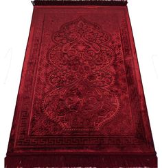 Modefa Prayer Rug Luxury Velvet Islamic Prayer Rug - Paisley Red Prayer Rug Aesthetic, Quran And Prayer Mat Aesthetic, Islamic Store, Muslim Prayer Rug, Dark Old Rugs Red, Islamic Prayer, Ramadan Gifts, Red Black Turkish Rug, Prayer Rug