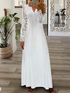 Faster shipping. Better service Cotton Blends Dress, Beach Maxi Dress, Printed Long Dresses, Lace Dress Long, Sleeves Clothing, Printed Wrap Dresses, Long Sleeve Short Dress, Long Sleeve Lace Dress, Lace Maxi