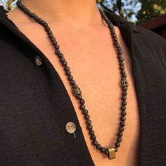 Lava Rock Necklace, Volcanic Black Lava Necklaces for Man, Boho Ethnic Everyday Necklace For Men, Simple Black Long Beaded Necklace; 💎 Futuristic and minimalist boho jewelry & accessories that made by pure soul for letting you indicate yourself truly easy! Minimal design adds special details that explain yourself more than you. This is a perfect gift for a graduation, valentines day, anniversary, birthday, wedding and religious ceremony. 🔗 Materials&Features Lava Rock Necklace Width 2.5mm Beads are natural lava stones 🧰 Care tag Avoid your item from any chemicals (perfume, cleaning materials, creams, sprays etc.)  Do not let them leave under the sunshine and wetter places Keep your item into the orijinal box (cause other objects crush may damage your item) ❗️Cancellation Policy Please i Rock Necklace, Tarnished Jewelry, Natural Stones Necklace, Long Beaded Necklace, Everyday Necklace, Ethnic Jewelry, Opal Necklace, Men Necklace, Stone Necklace