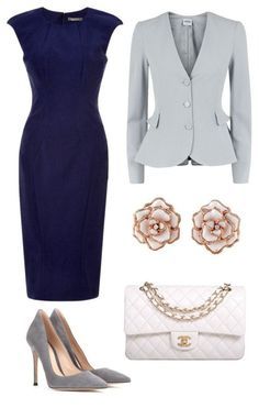 15 ways to wear a navy dress outfit and what accessories to choose Navy Dress Outfits, Rok Outfit, Chose Outfit, Navy Outfit, Professional Attire, Cosplay Dress, Looks Chic, Work Outfits Women, Professional Outfits