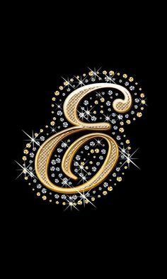 the letter g in gold and diamonds on a black background