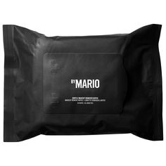 a black plastic bag with the word by mario on it's front and side