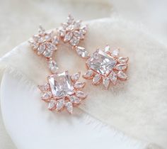 Rose gold Art Deco style Cubic Zirconia chandelier earrings - CLAIRE - Treasures by Agnes Claires Earrings, Rose Gold Art, Earrings Aesthetic, Wedding Barn, Gold Art Deco, Cubic Zirconia Earrings, Creating Jewelry, Zirconia Earrings, Trendy Earrings