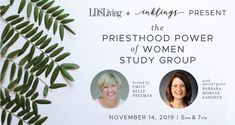 two women are smiling for the camera in front of a sign that says, the preshod power of women study group