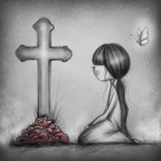 Lost Loved One Drawing, Losing Mom, Family Drawing, Black And White Art Drawing, Unique Drawings, Best Tattoo Designs, Dark Art Illustrations, Korean Art