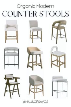 the different types of counter stools are shown in this image, with text overlaying them