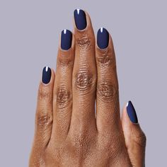 OMG – Olive and June Fun Nail Polish Colors, Dusky Blue Nails, August Nail Colors 2024, Dark Navy Blue Nails, Denim Blue Nails, Olive And June Nails, August Nail Colors, Blue Fall Nails, Dark Skin Nail Color