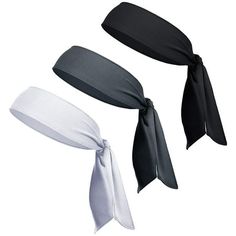 three black and white headbands tied together