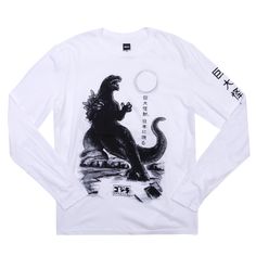 Printed art on front and sleeve Long sleeve tee Ribbed crew neckline Comfortable and lightweight Regular fit 100% cotton Officially licensed Godzilla merchandise Star Wars Accessories, Heroes And Villains, Marvel Hoodies, Flex Fit Hats, Printed Art, Mens Long Sleeve Tee, Streetwear Men Outfits, Womens Fleece, Pullover Men