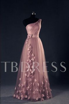 One-Shoulder Ruched A-Line Flowers Evening Dress Baju Kahwin, Pink Evening Dress, Tulle Evening Dress, Stil Boho, فستان سهرة, Gorgeous Gowns, Beautiful Gowns, Fancy Dresses, Street Styles