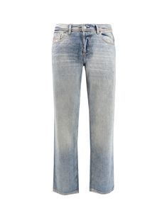 Cotton jeans with washed-out effect- Zip And Button Closure- Five Pockets- Mid Waist- Regular Fit- 100% Cotton Tapered Leg Jeans, Diesel Men, Cotton Jeans, Diesel Jeans, Denim Design, Women Long Dresses, Engineered Garments, Mid Rise Jeans, Fashion Labels