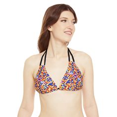 Dive into summer with the Strappy Bikini Set from Nifty Ducks Co.! Crafted from 4-way stretch Tricot, this bikini promises supreme comfort and durability with a blend of 82% Microfiber and 18% Spandex. Tailored for those endless summer days, it features adjustable elastic straps ensuring a flawless fit for all your adventures. Whether it’s a splashy pool party or a sunny beach day, just add your unique art to this two-piece swimsuit and make a splash with style that's uniquely yours. Get ready t Multicolor T-back Swimwear For Sunbathing, Multicolor Stretch Halter Neck Swimwear, Multicolor Triangle Top Tankini For Pool, Multicolor Seamless Swimwear For Pool, Multicolor Halter Neck Tankini For Swimming, Stretch Multicolor Beachwear Swimwear, Multicolor Seamless Beachwear Swimwear, Multicolor Seamless Swimwear For Beach Season, Multicolor T-back Swimwear For Beach