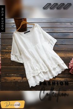 Summer Women Short Sleeve Solid Cotton Shirt Lace Mesh Patchwork Loose Blouse Tops Summer Cotton Blouse With Lace Patchwork, Patchwork Short Sleeve Blouse For Layering, Summer Short Sleeve Blouse With Lace Patchwork, Casual Summer Blouse With Lace Patchwork, Summer Lace Patchwork Short Sleeve Blouse, Summer Blouse With Lace Patchwork And Short Sleeves, Lace Patchwork Tops For Layering, Short Sleeve Cotton Blouse With Lace Patchwork, Cotton Blouse With Lace Patchwork And Short Sleeves