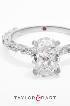 an oval cut diamond ring with diamonds on the band