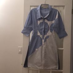 Stella Mccarney Spring/Summer Dress, Three Color Dress Light And Dark Blue, And White.Dress Has Inside Pockets, Hidden Zipper On The Side. There Is A Small Rip Area In The Front Of The Dress, That Can Be Fixed. Nwot. Eu Size Is 36, Which I Believe Is Size 2 And Us. Blue A-line Shirt Dress For Summer, Chic Blue A-line Shirt Dress, Blue A-line Shirt Dress For Daywear, Light Blue Fitted Shirt Dress For Daywear, Fitted Light Blue Shirt Dress For Daywear, Fitted Light Blue Shirt Dress For Summer, Blue Fitted Shirt Dress For Casual Wear, Fitted Blue Shirt Dress For Spring, Stella Mccartney Dresses