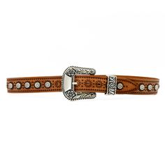 Riley - made in the USA with tan Italian lasered leather, silver plated rivets, and a western silver plated buckle set. Crafted from high-quality leather sourced in Italy. Elevate your style with the best materials. Details: Tan Italian laser leather trap Silver plated rivets Western silver plated buckle set Sourced in Italy Made in the USA Silver Leather Concho Belt Buckles, Vintage Silver Leather Belt Buckles, Silver Leather Belt With Antique Buckle, Hand Tooled Silver Leather Belt Buckles, Western Brown Belt Buckles With Silver Buckle, Silver Hand-tooled Belt For Western-themed Events, Silver Hand Tooled Belt For Western-themed Events, Western Style Silver Belt Buckle, Chain Belts