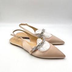 Jewel Badgley Mischka Women's Bambi Champagne Satin Jeweled Pointed Toe Flats. Women's Size 8.5 Regular / Medium Width. Condition: New Without Box. New To Poshmark? Sign Up Using Invite Code: Tentoday For $10 Off Your Purchase! Party Special Event Evening Dress Up Formal Elegant Wedding Bridal Bride Bridesmaid Prom Pageant Satin Shoes Flats Heels Pumps Strappy Gold Silver Shimmery Sparkly Sparkle Glitter Glittery Bling Jewel Jewels Jeweled Rhinestone Rhinestones Crystal Crystals Bhldn Gems Ankle Bride Flats, Jewel Badgley Mischka, Satin Shoes, Badgley Mischka Shoes, Flats Shoes, Pointed Toe Flats, Heels Pumps, Badgley Mischka, Wedding Shoes