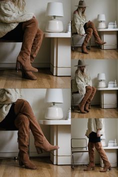 Logan turns up the drama with its chestnut suede upper rising over-the-knee above a chunky stacked leather heel. #fallboots #overthekneeboot #suedeboot #tallboots #leatherboots #woodheelboots #contemporaryboots #contemporary #modernfashion #moderndesign #designershoes #designerbooties #designerboots #vintagedesign #vintagefashion Wide Calf Leather Boots, Wide Calf, Wide Calf Boots, Boots Fall, Designer Boots, Tall Boots, Suede Boots, Modern Fashion, Over The Knee