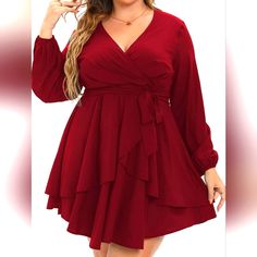 Wine Red, Flattering Plussize Wrap Swing Mini Dress. Nwt Outfit Ideas For Pictures, Pink Sheath Dress, Hot Topic Dresses, Mini Dress Hot, High Neck Mini Dress, My Style Outfits, Modern Clothes, Pink Dress Women, Image Bank