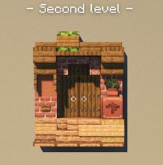 an image of a small house made out of wood and bricks with the words second level