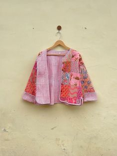 Pink Quilted Cotton Patchwork Jacket Handmade Cotton Jacket Women's Clothing US | eBay Spring Multicolor Floral Patchwork Outerwear, Spring Cotton Cardigan With Patchwork, Spring Cotton Patchwork Cardigan, Winter Floral Patchwork Long Sleeve Outerwear, Fall Cotton Blazer With Patchwork, Vintage Winter Outerwear With Floral Patchwork, Spring Vintage Patchwork Cardigan, Long Sleeve Floral Patchwork Outerwear For Winter, Pink Patchwork Cardigan For Spring