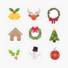 christmas stickers with different types of holiday decorations