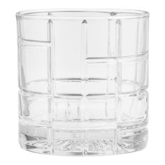 a clear glass vase sitting on top of a white table