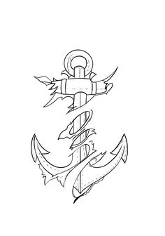 an anchor is drawn in black and white