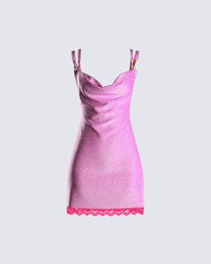 You don't have to do much when you look good 😍 Walk into a room, and immediately capture everyone's attention in this pink cowl neck mini dress, with lace trim and gold strap detailing 💅🏼 Y2k Outfits Aesthetic, Outfits Night Out, Barbie Pink Dress, Cowl Neck Mini Dress, Outfits Nyc, Outfits New York, Boss Dress, Lil Black Dress, Lacey Dress