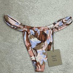 Stone Fox For Revolve Brown And Blue Camo Bikini Bottoms. Size Xl. New With Tags, Has Liner. Brand Crossed Out To Prevent Returns. Double Waisband With Adjustable Bottoms. Inventory 33-2239 Casual Brown Swimwear For Vacation, Casual Brown Swimwear For Beach Season, Brown Beachwear Swimwear For Spring, Spring Vacation Brown Swimwear, Brown Swimwear For Spring Beach Party, Brown Swimwear For Spring Sunbathing, Casual Brown Swimwear For Sunbathing, Stone Fox Swim, Tropical Bikinis