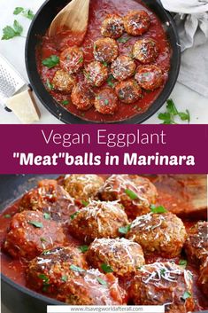 vegan eggplant meatballs in marinara