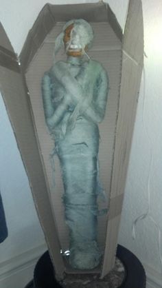 a cardboard box with an image of a person in it