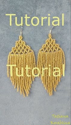 the beaded earrings are made with gold seed beads