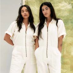 Imogene + Willie S/S Unisex Coverall Jumpsuit In Dover White - Size Xl - White Jumpsuits And Rompers With Pockets For Loungewear, White Overall Jumpsuits And Rompers With Pockets, White Overalls Jumpsuit With Pockets, White Overall Jumpsuits And Rompers For Loungewear, White Short Sleeve Jumpsuits And Rompers For Loungewear, White Short Sleeve Jumpsuits And Rompers For Work, White Relaxed Fit Jumpsuit For Spring, Imogene Willie, Dover White