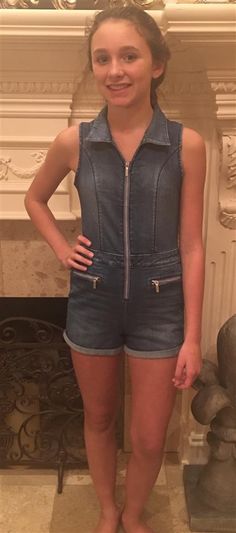 Bebe Zipper front denim romper with front pockets. perfect for summer. sizes 10-16. Runs one size small,sizing up is suggested. Childrens Clothing Boutique, Denim Romper, Organic Clothing, Kids Swimwear, And Dresses, Girls Rompers, Denim Jumpsuit, Clothing Boutique, Denim Vest