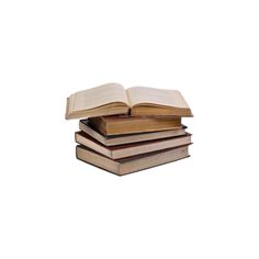 a stack of books sitting on top of each other in front of a white background