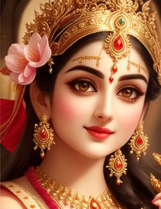 Radiating elegance and kindness. Discover a stunning pin portraying a beautiful royal queen in Indian outfit. Saraswati Picture, Radha Beauty, Khafif Mehndi Design, Indian Goddess Kali, Indian Bridal Photos, Image 3d