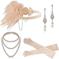 Season:All Seasons; What's in the box:Gloves,Headband,Necklace,Earrings; Types:Outfits; Holiday:Halloween; Style:1920s,The Great Gatsby; Occasion:Halloween; Material:Feather; Listing Date:09/12/2023 1920s Party Outfit, Great Gatsby Accessories, Gatsby Accessories, 1920s Accessories, Flapper Accessories, Flapper Headpiece, Vintage Pearl Necklace, Gatsby Costume, 1920s Headpiece