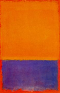 an orange, blue and yellow painting is shown